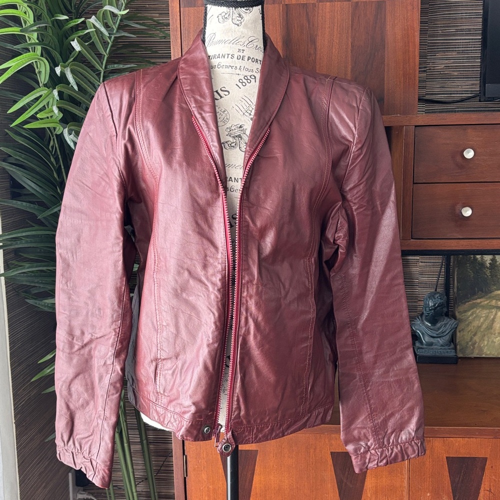 Cordoban Burgundy Leather Jacket Coat red 70s Men’s 42 M / L